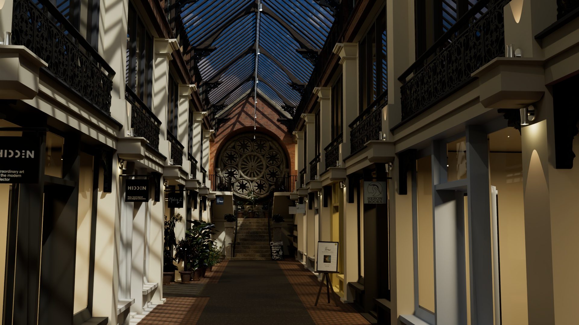 Final rendered view of the completed Clifton Arcade 3D model