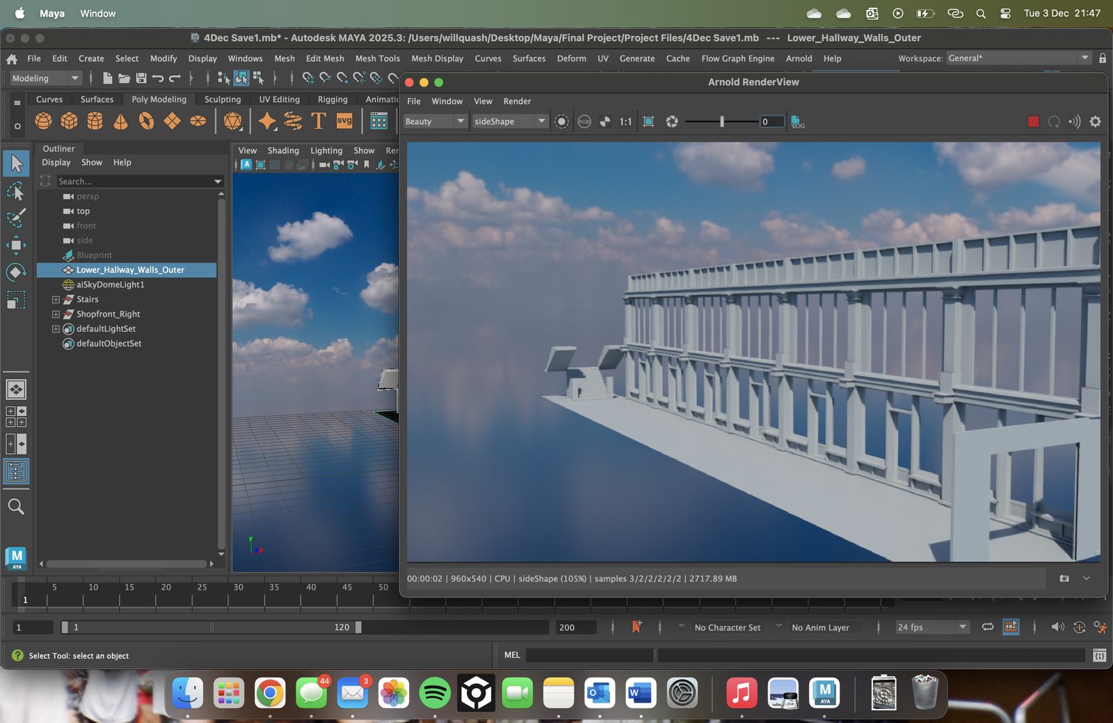 First HDRI-lit test render of the arcade model in Autodesk Maya