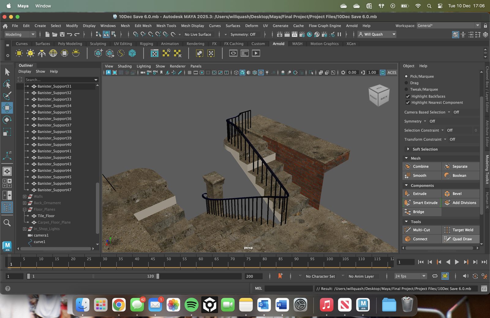 Detailed render of the ornamental ironwork railings